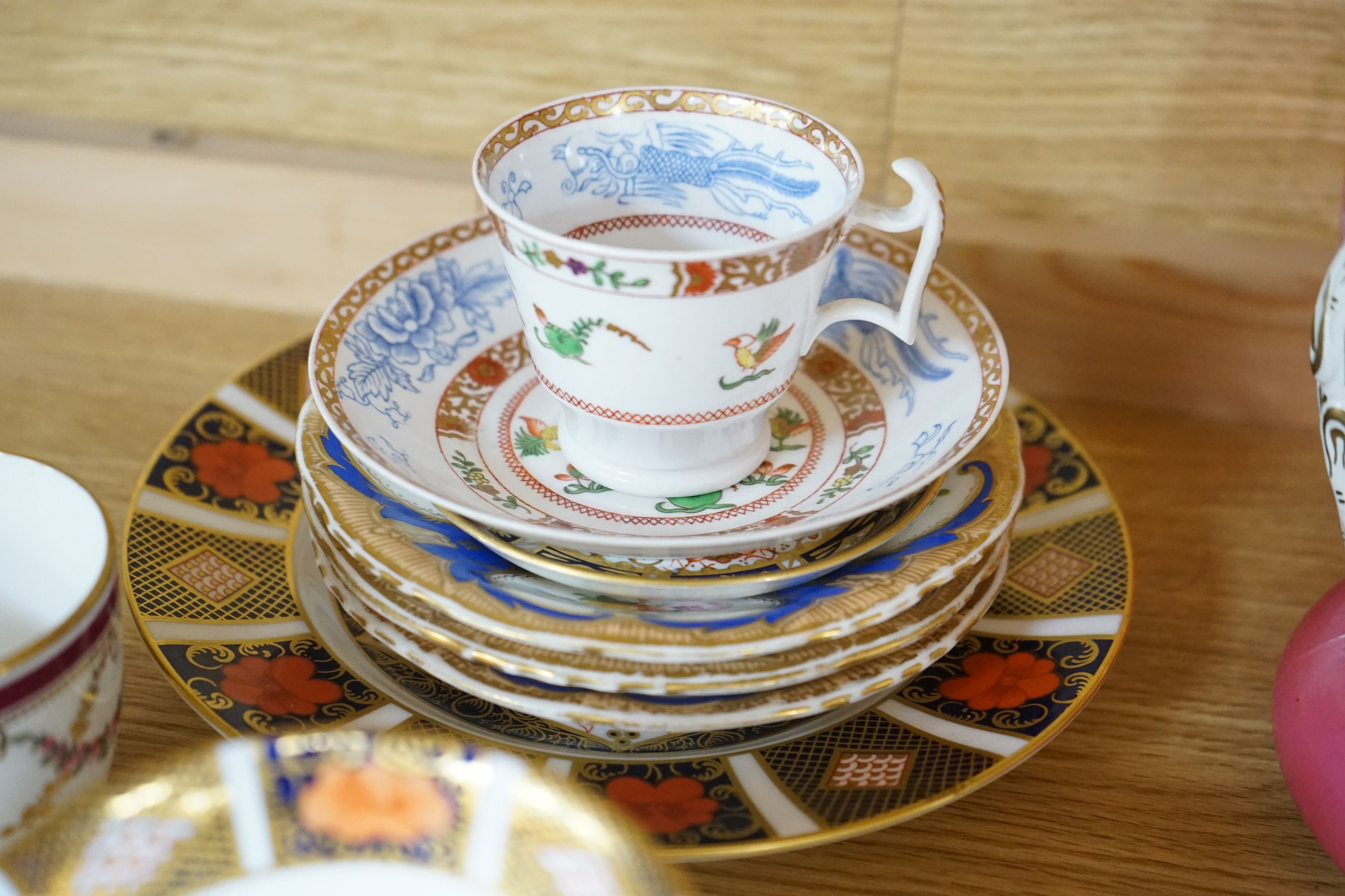 A group of Derby, Spode, Royal Crown Derby and other decorative tea wares
